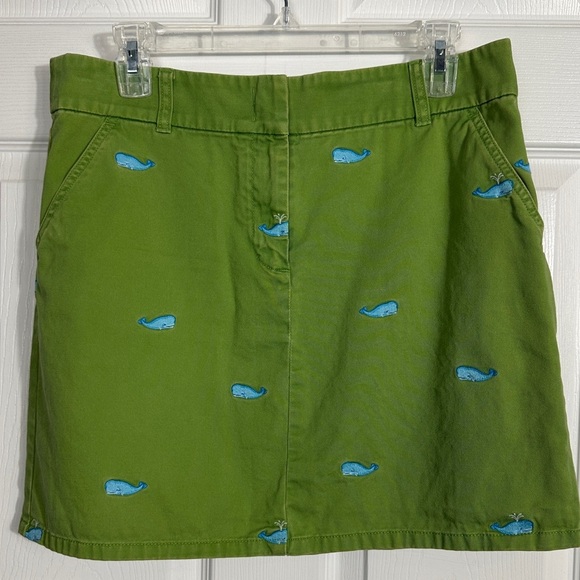 J. Crew size 8 green skirt, whale pattern, cotton, preppy, spring, summer - Picture 1 of 8